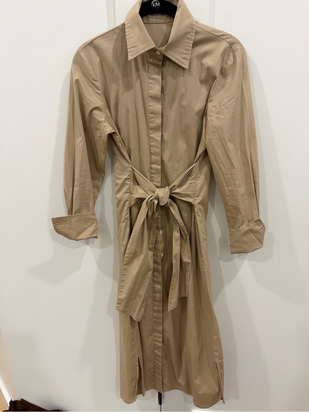 J.McLaughlin Tan Tie-Waist Long Sleeve Shirt Dress – XS